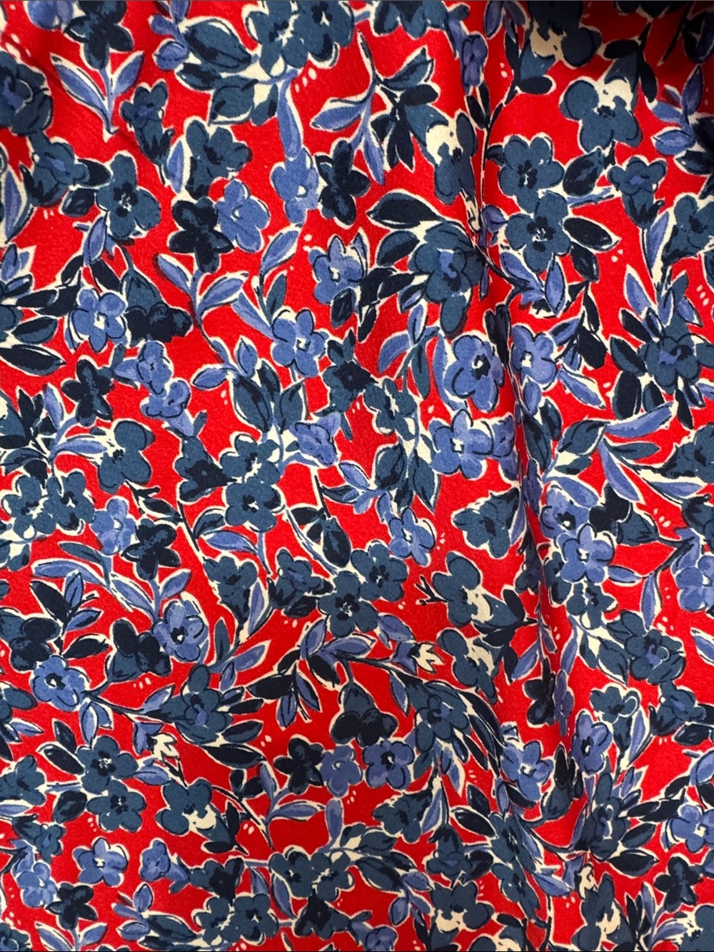 J. Crew Red and Blue Satin Floral Print Midi Skirt - Picture 3 of 3